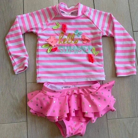 𝅺EUC Hello Summer rash guard‎ bathing suit set - Picture 1 of 5